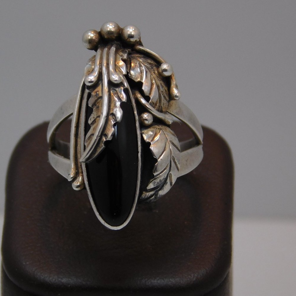 Sterling Onyx Ring By Nakai Size 7.75